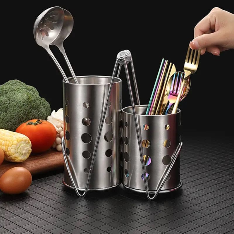 Double Cutlery Drain Rack, Double Handle Chopstick Spoon Rack, Stainless Steel Kitchen Cutlery Box, Spoons Forks Knife Utensils Organizer, Kitchen Storage Tube Barrel Tableware Rack, Caddy Cutlery Utensil Holder Double Cutlery Drain Rack, Double Handle Chopstick Spoon Rack, Stainless Steel Kitchen Cutlery Box, Spoons Forks Knife Utensils Organizer, Kitchen Storage Tube Barrel Tableware Rack, Caddy Cutlery Utensil Holder